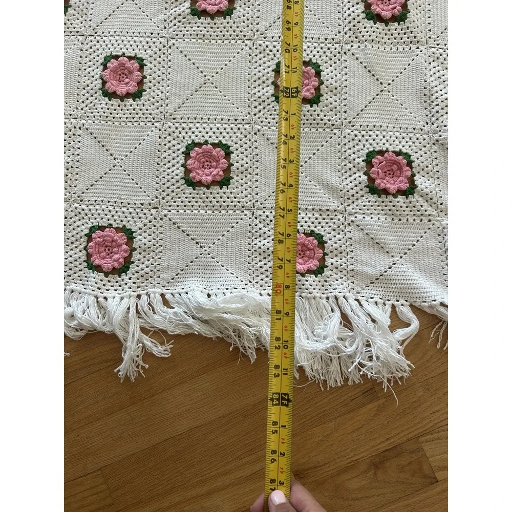 Vintage Granny Square‎ Afghan Crochet Twin Full Queen Handmade Blanket 83x72